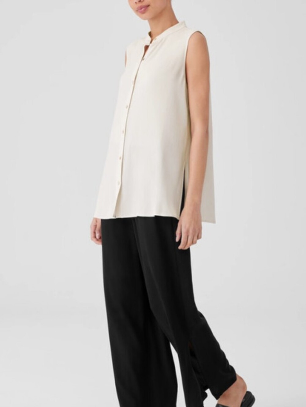 nwt EILEEN FISHER silk crepe tunic top S